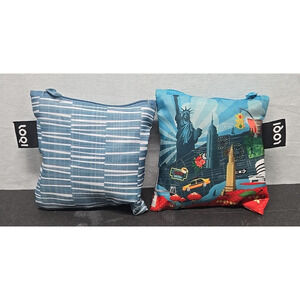 LOQI Urban New York City & Blue Reusable Shopping Bag Packable All Over Print x2